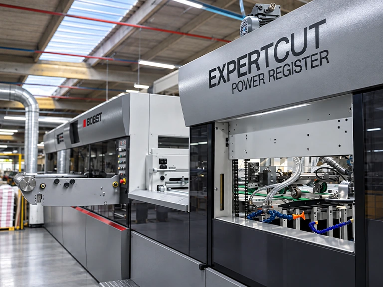 Colour photo of Beamglows Expertcut machine in the factory